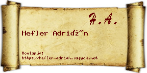 Hefler Adrián névjegykártya